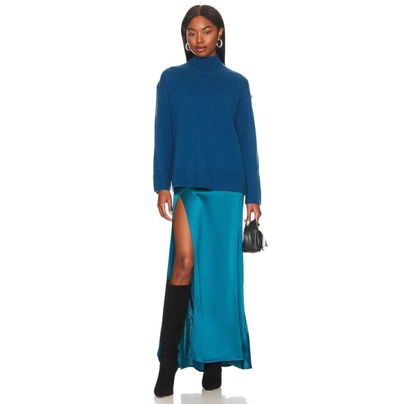 Nonchalant Label Women's Kennedy High Slit Satin Maxi long Skirt XS Ret 472 Teal - Picture 5 of 10